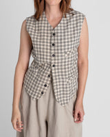 Japan Vest in Vintage Japanese Linen PlaidJapan Vests