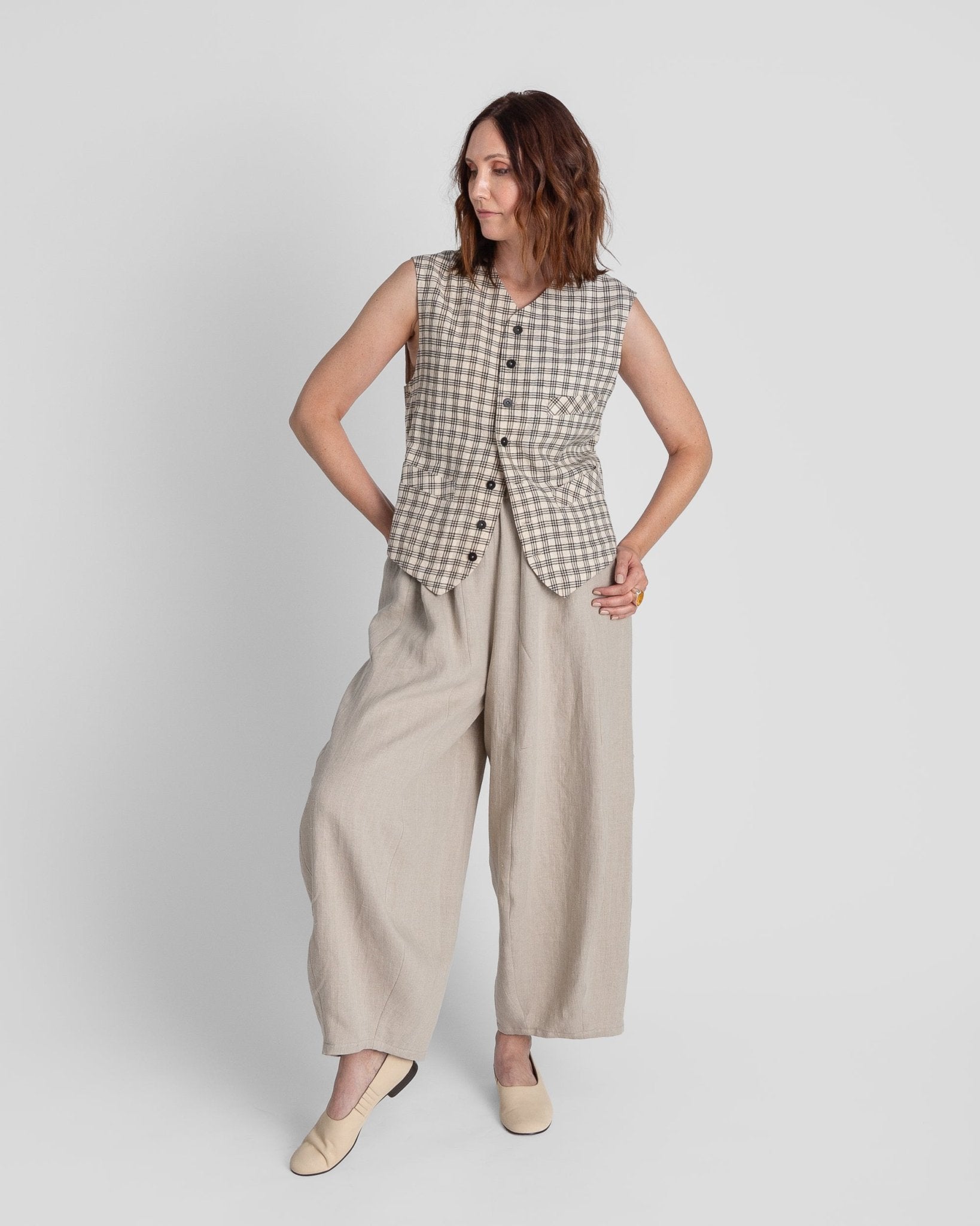 Japan Vest in Vintage Japanese Linen PlaidJapan Vests