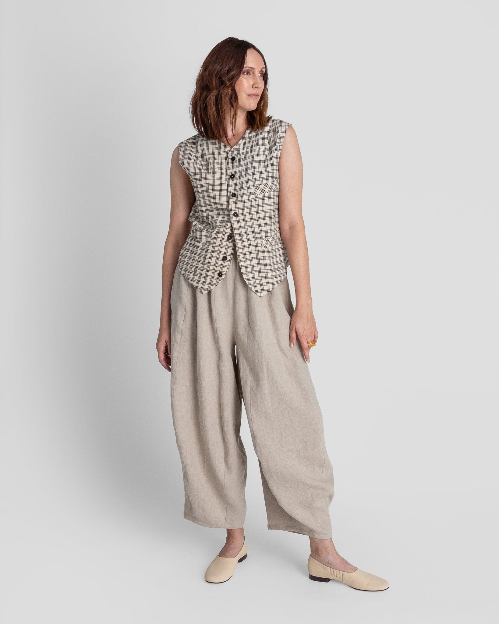 Japan Vest in Vintage Japanese Linen PlaidJapan Vests