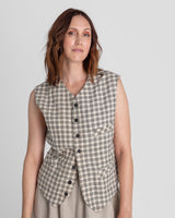 Japan Vest in Vintage Japanese Linen PlaidJapan Vests