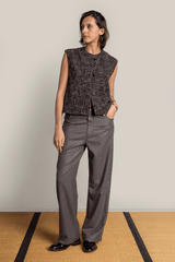 Jean Pant in Grey Wool Pinstripe