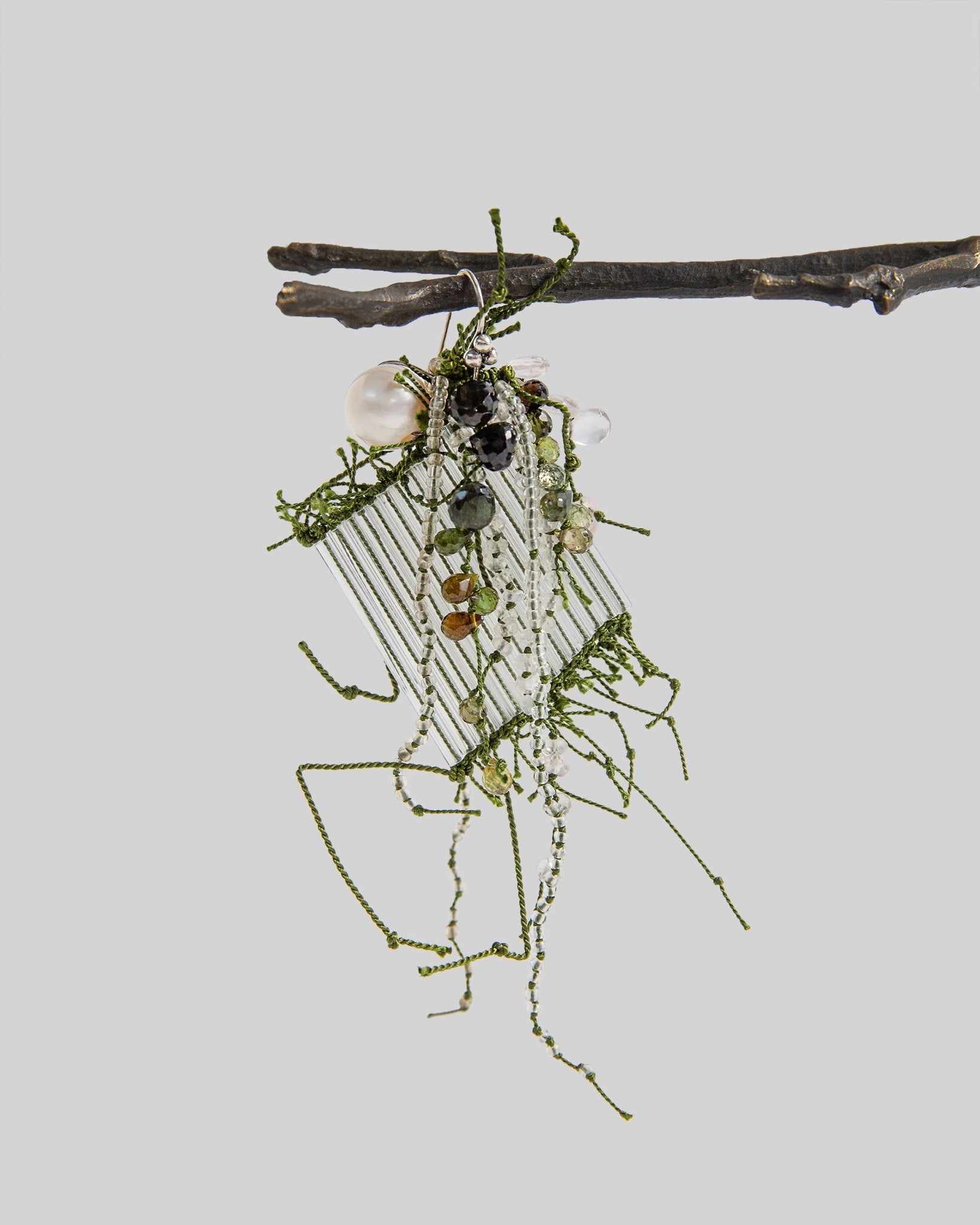 Kaname Glass and Crystal Earrings with PearlsDangle Earrings