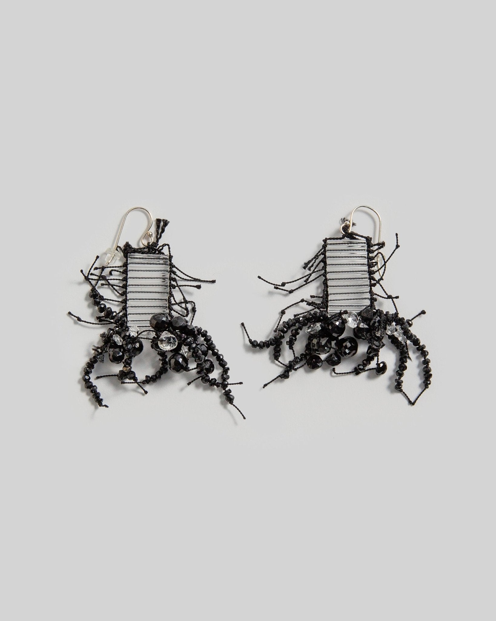 Kaname Glass Earrings with Black JewelsDangle Earrings