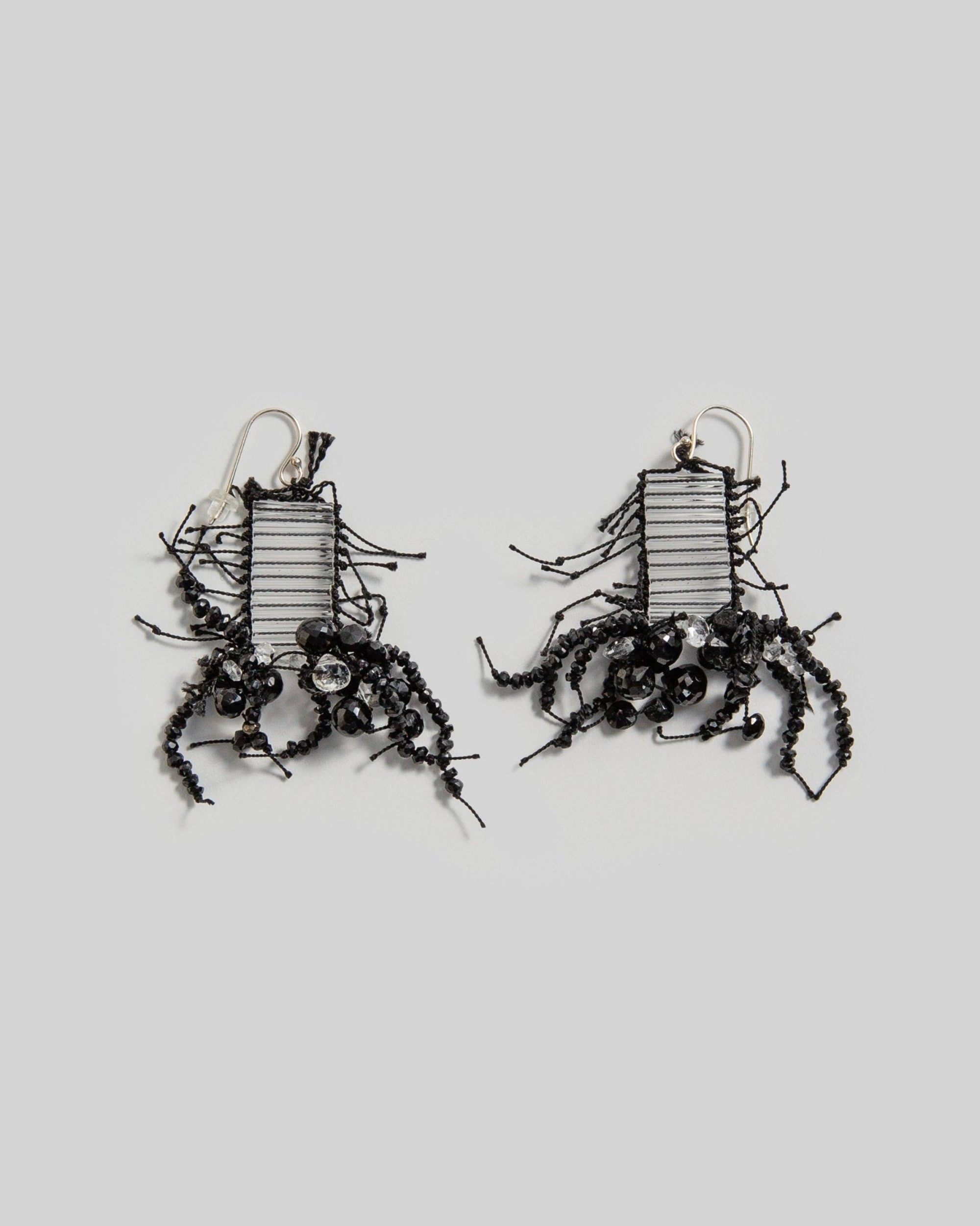 Kaname Glass Earrings with Black JewelsDangle Earrings