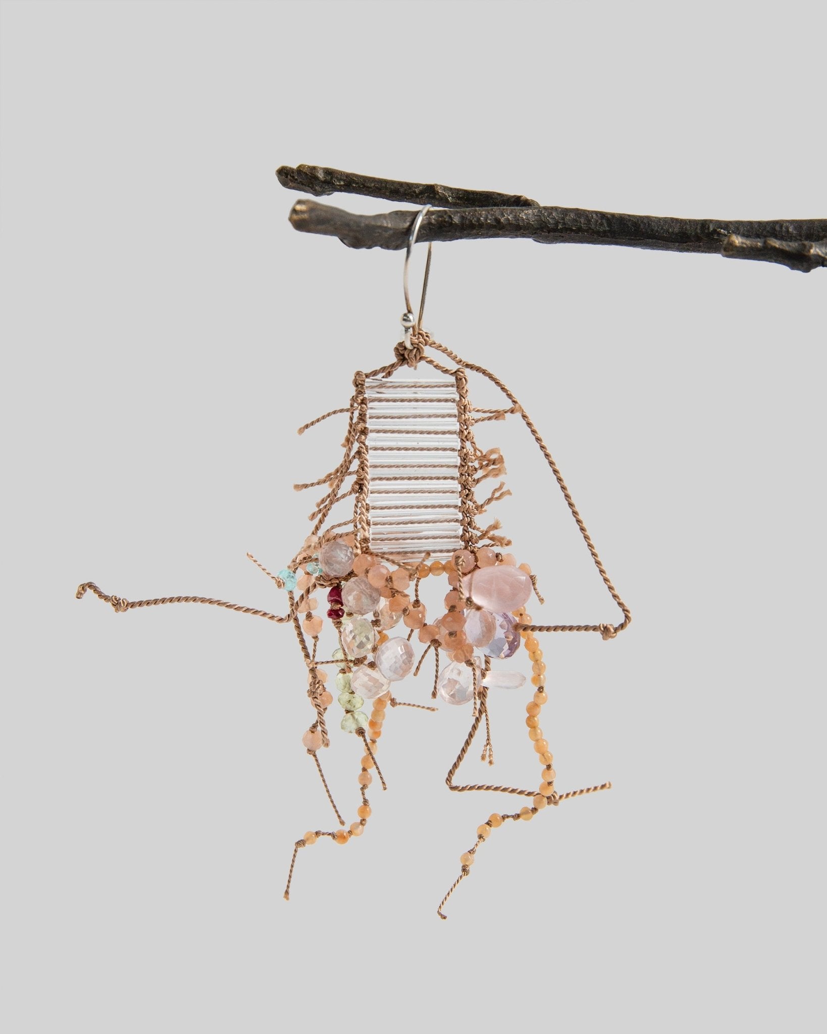 Kaname Higa Glass Earrings with Peach DanglesDangle Earrings