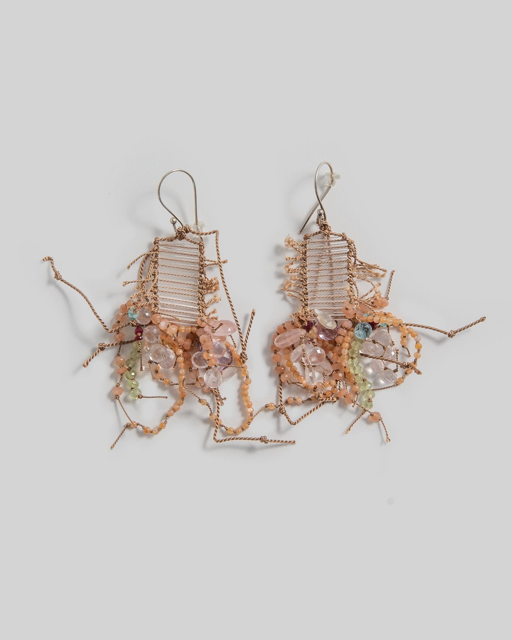 Kaname Higa Glass Earrings with Peach DanglesDangle Earrings