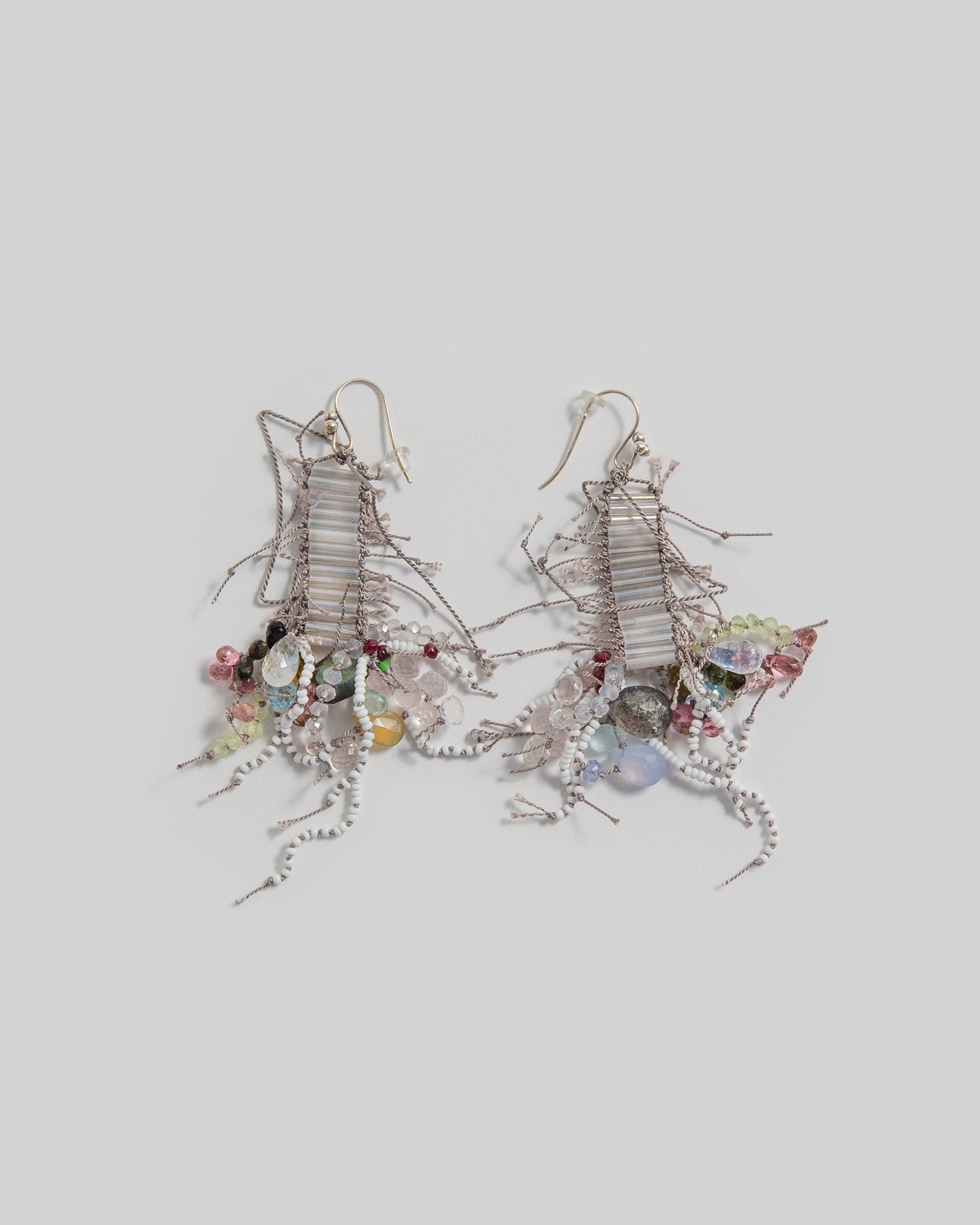 Kaname Higa Glass Earrings with White DanglesDangle Earrings