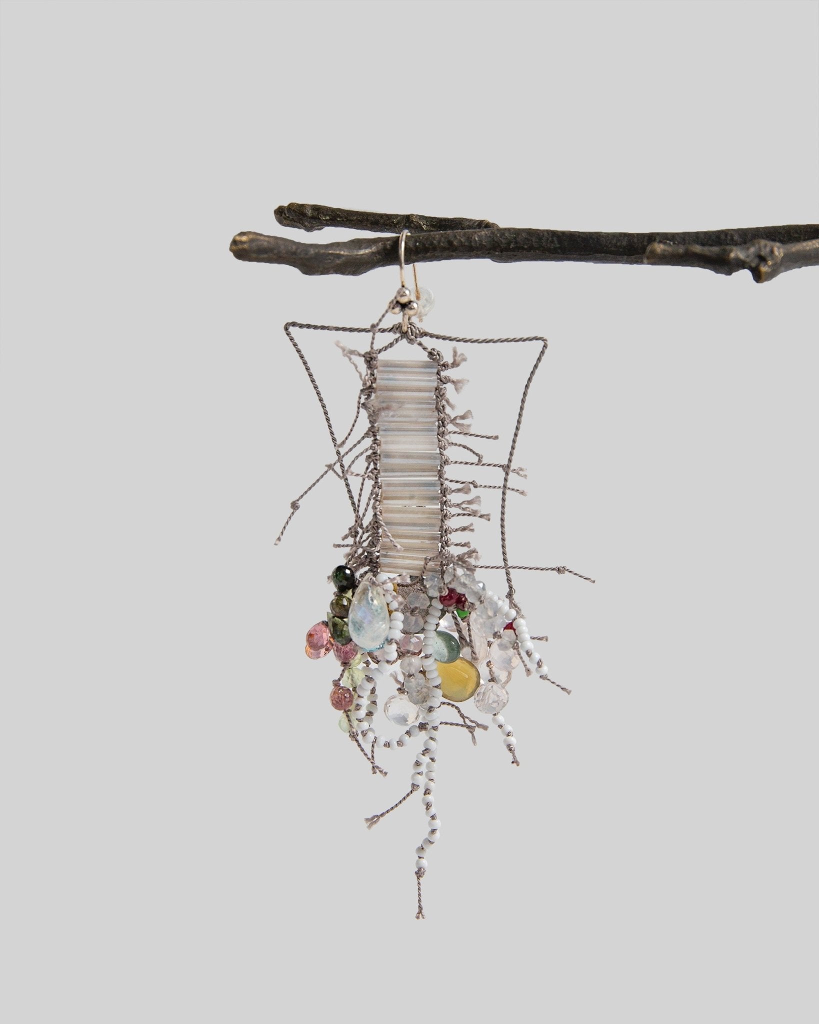 Kaname Higa Glass Earrings with White DanglesDangle Earrings