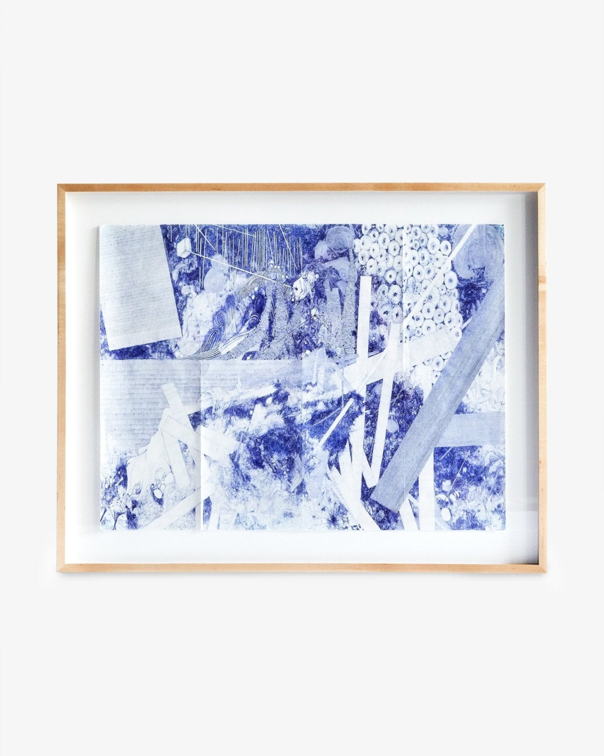 Kaname Higa (Turtle Forest) Large Drawing in Blue Ink on Paper
