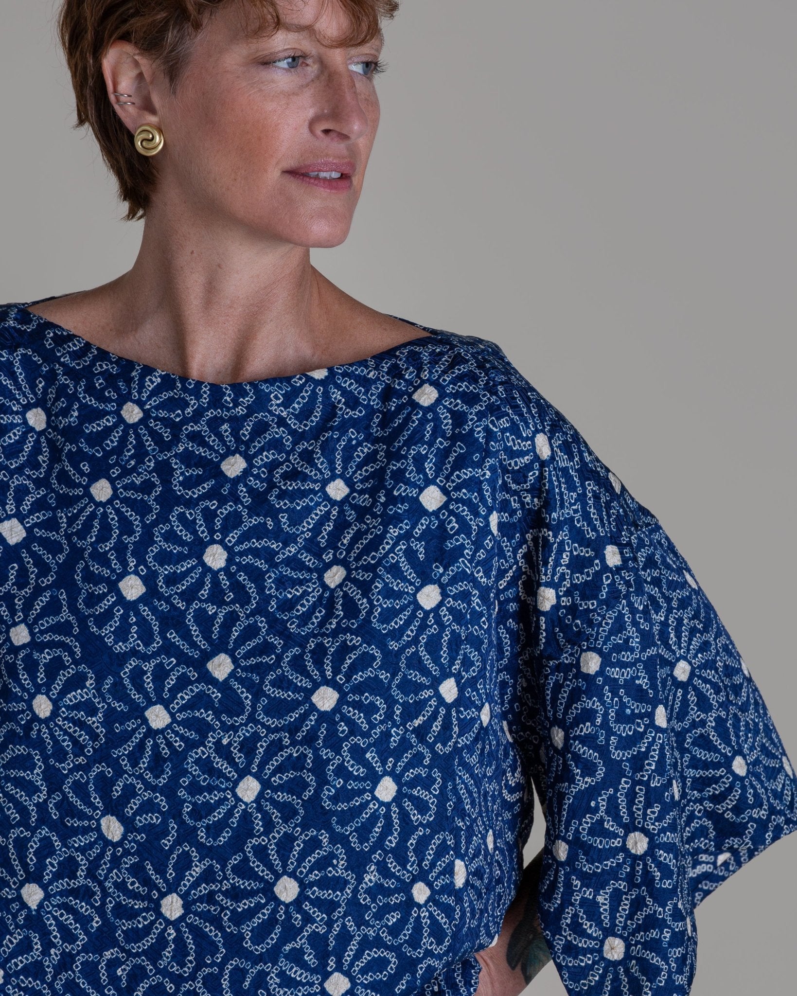 Kimono Tee in Vintage Japanese Silk Tie DyeKimono Tees