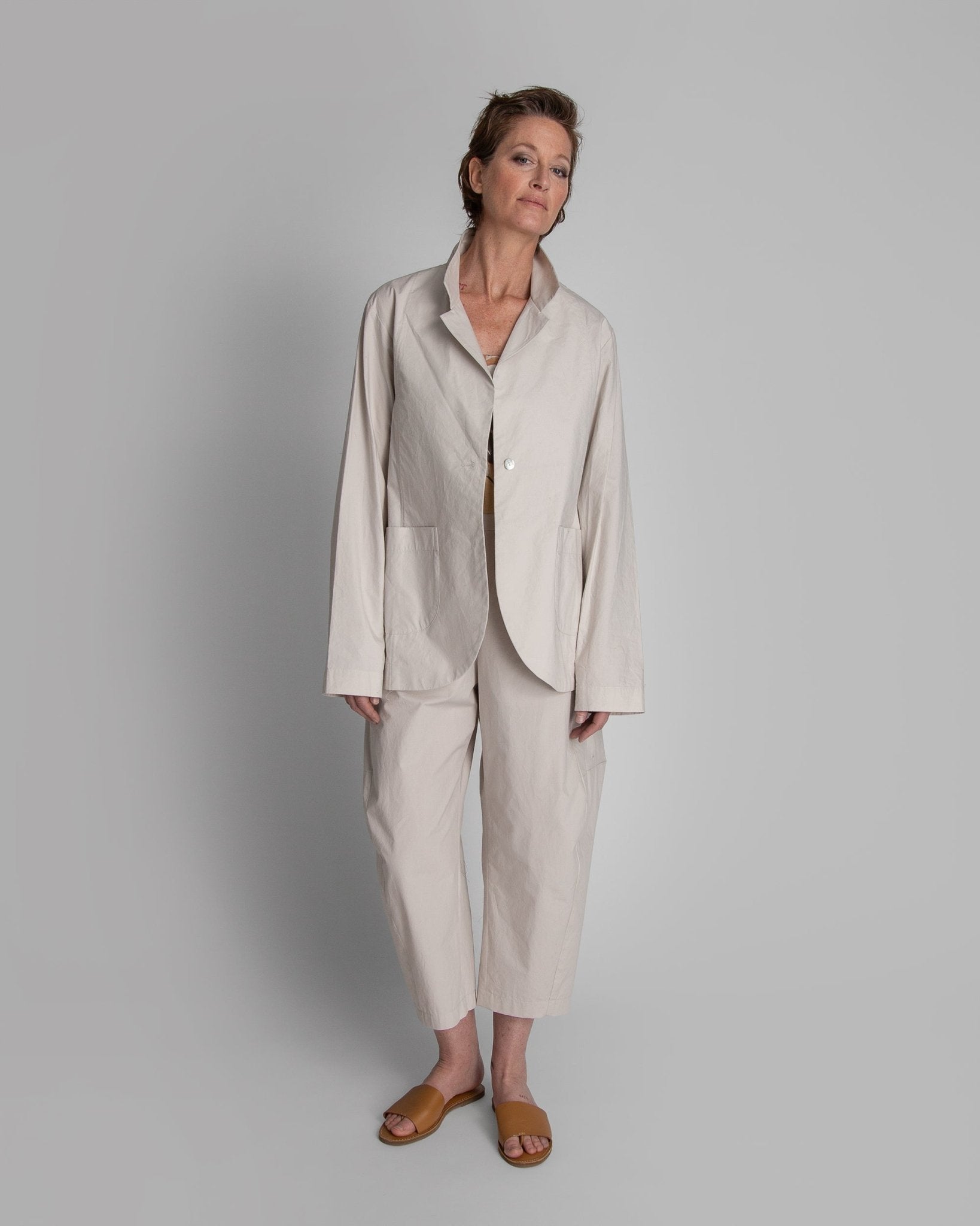 Long Dove Poplin Slouchy Christina JacketChristina Jackets