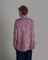 Long Shibori Blouse with Cuff in Vintage Japanese Silk Tie DyeShibori Shirt