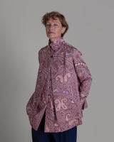 Long Shibori Blouse with Cuff in Vintage Japanese Silk Tie DyeShibori Shirt