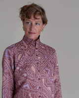 Long Shibori Blouse with Cuff in Vintage Japanese Silk Tie DyeShibori Shirt