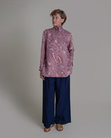 Long Shibori Blouse with Cuff in Vintage Japanese Silk Tie DyeShibori Shirt