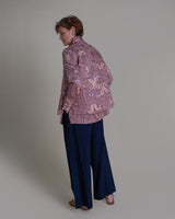 Long Shibori Blouse with Cuff in Vintage Japanese Silk Tie DyeShibori Shirt