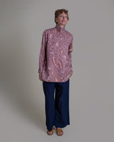 Long Shibori Blouse with Cuff in Vintage Japanese Silk Tie DyeShibori Shirt