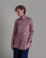 Long Shibori Blouse with Cuff in Vintage Japanese Silk Tie DyeShibori Shirt