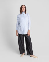 Long Shibori Shirt in Pale Blue Japanese LinenShibori Shirt
