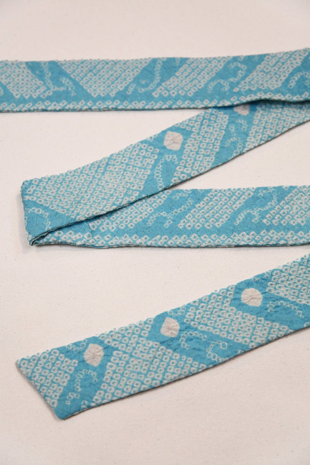 Long Wide Ribbon Tie in Vintage Japanese Blue Shibori No.87 | ASIATICA