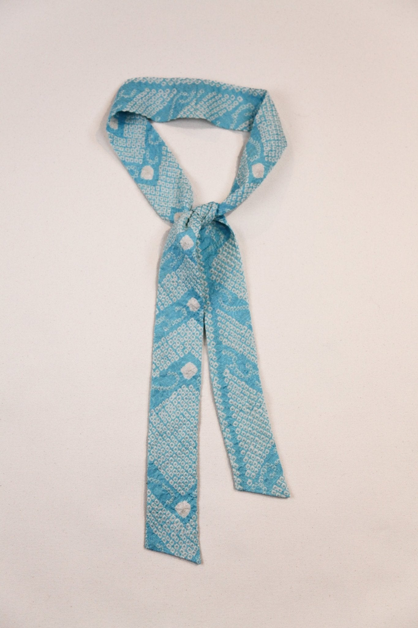 Long Wide Ribbon Tie in Vintage Japanese Blue Shibori No.87