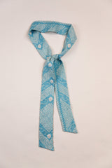 Long Wide Ribbon Tie in Vintage Japanese Blue Shibori No.87
