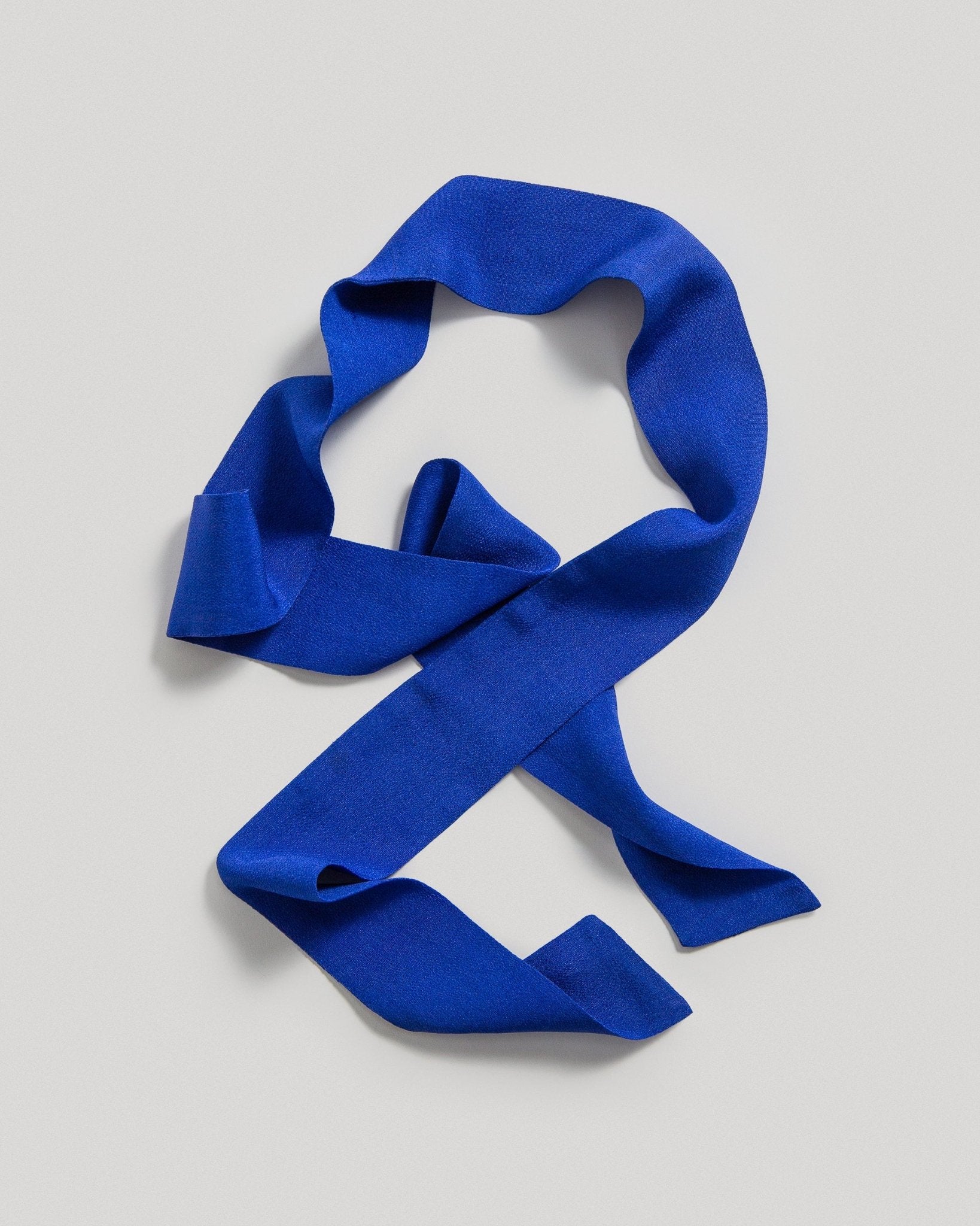 Long Wide Ribbon Tie in Vintage Japanese Blue Silk. No.105Ribbons