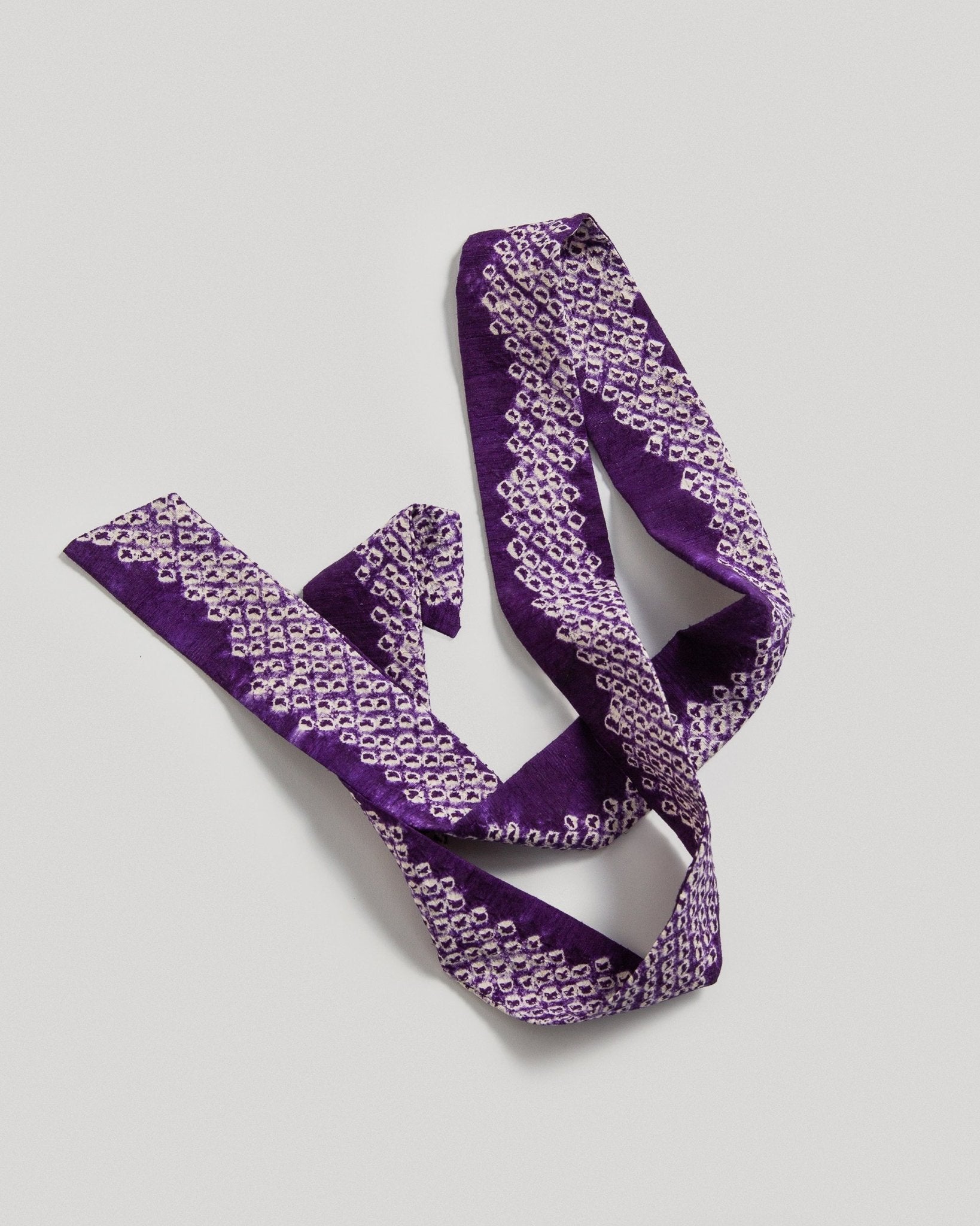 Long Wide Ribbon Tie in Vintage Japanese Purple Shibori No.99Ribbons