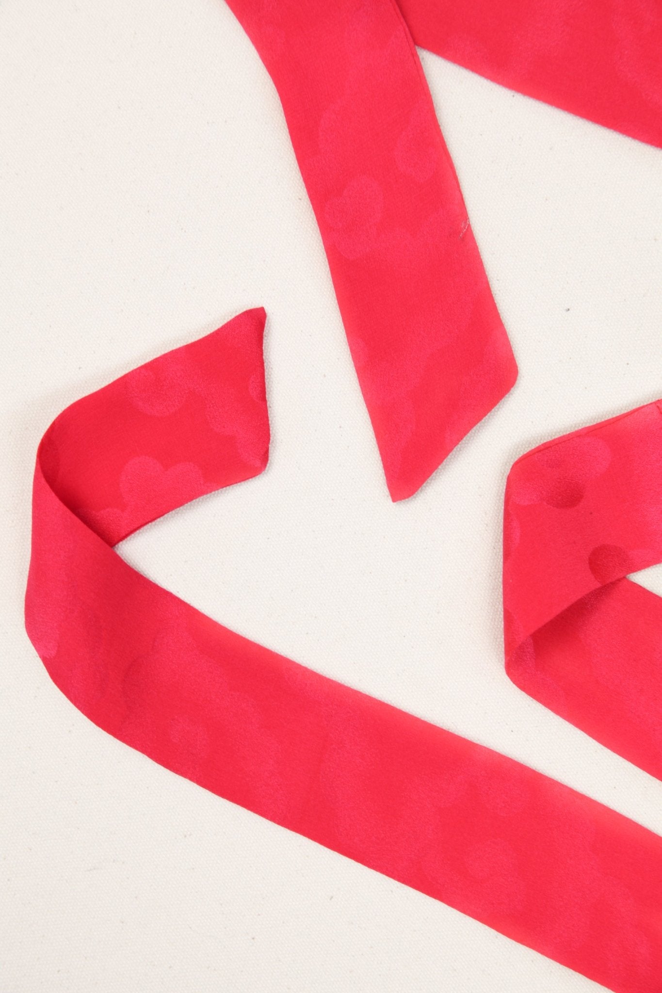 Long Wide Ribbon Tie in Vintage Japanese Silk Pink Clouds. No.67