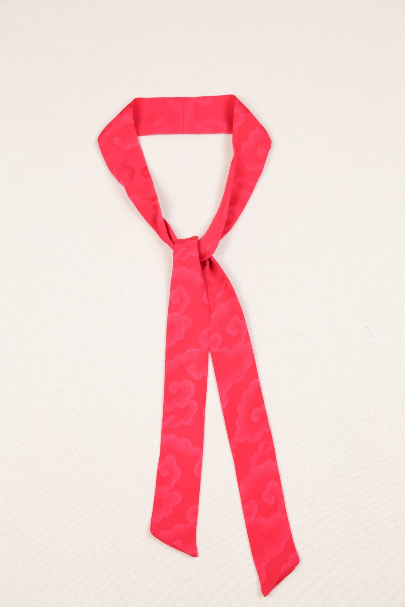 Long Wide Ribbon Tie in Vintage Japanese Silk Pink Clouds. No.67