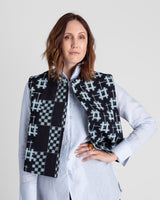 Mandarin Vest in 2  Vintage Japanese Cotton Indigo Ikats