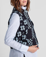 Mandarin Vest in 2  Vintage Japanese Cotton Indigo Ikats