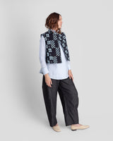 Mandarin Vest in 2  Vintage Japanese Cotton Indigo Ikats