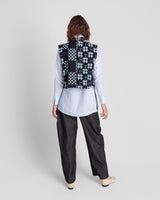 Mandarin Vest in 2  Vintage Japanese Cotton Indigo Ikats