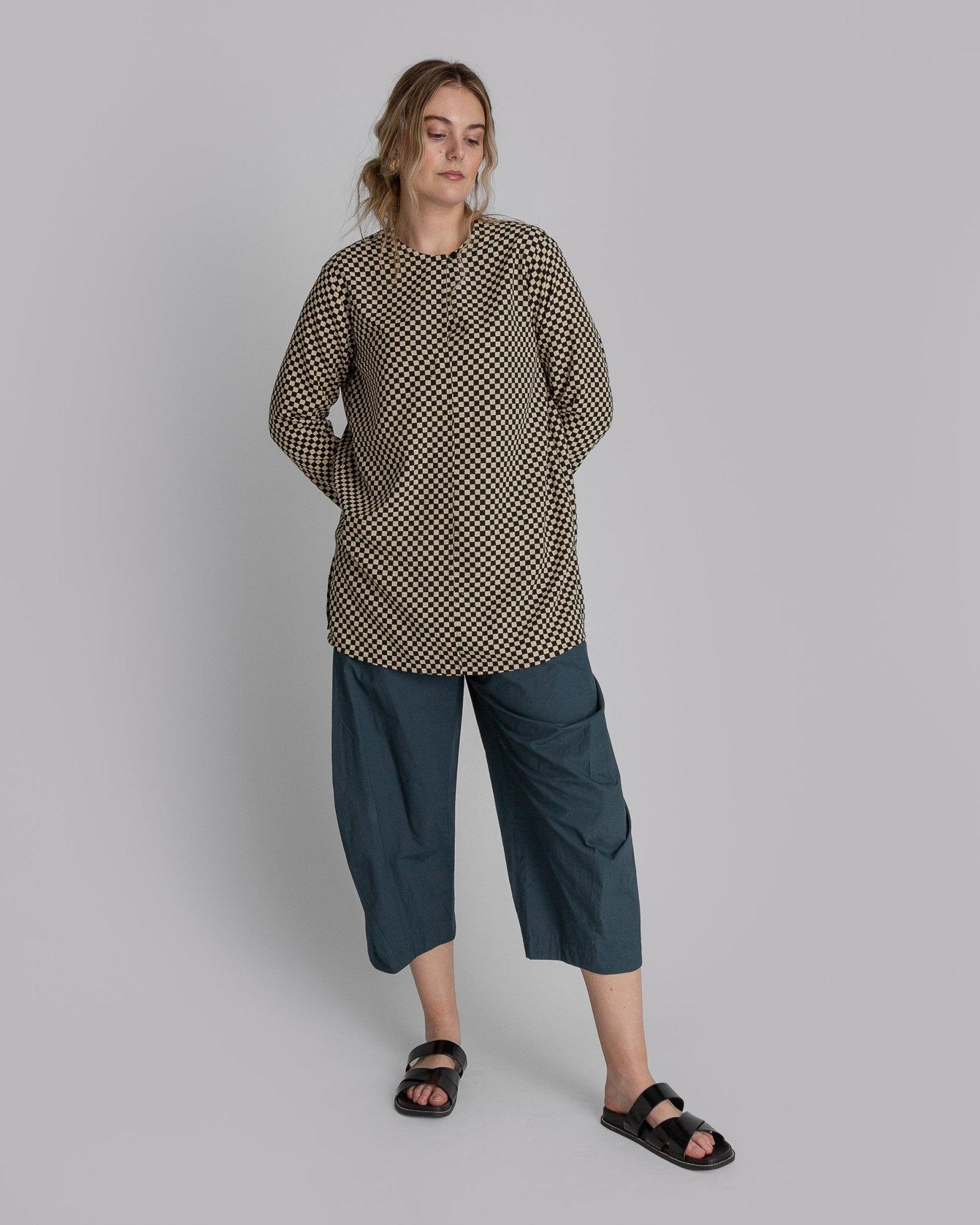 Lotus Shell in Vintage Checkered Japanese Silk