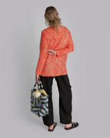 Lotus Shell in Vintage Coral Japanese Silk