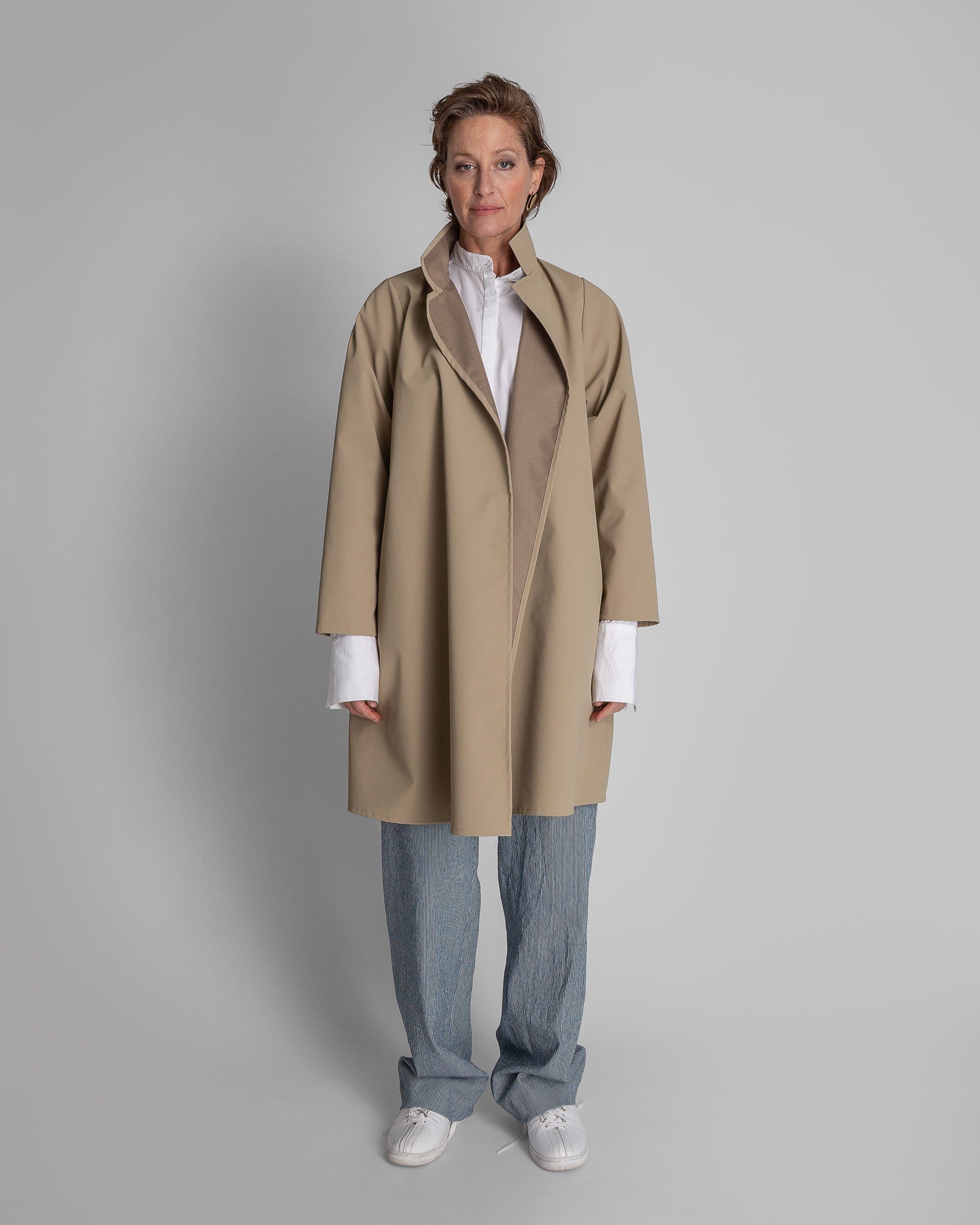 Reed Topper in Beige Water Repellent Coated Cotton