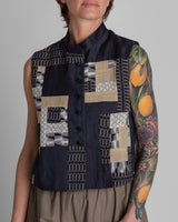 Mandarin Vest in Pieced Vintage Linen MixMandarin