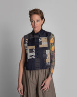 Mandarin Vest in Pieced Vintage Linen MixMandarin