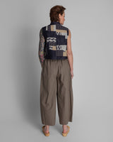 Mandarin Vest in Pieced Vintage Linen MixMandarin