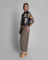 Mandarin Vest in Pieced Vintage Linen MixMandarin