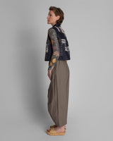 Mandarin Vest in Pieced Vintage Linen MixMandarin