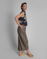 Mandarin Vest in Pieced Vintage Linen MixMandarin