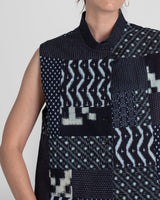 Mandarin Vest in Vintage Japanese ikat Indigo CottonsMandarin Vests