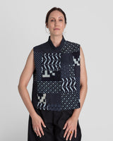 Mandarin Vest in Vintage Japanese ikat Indigo CottonsMandarin Vests