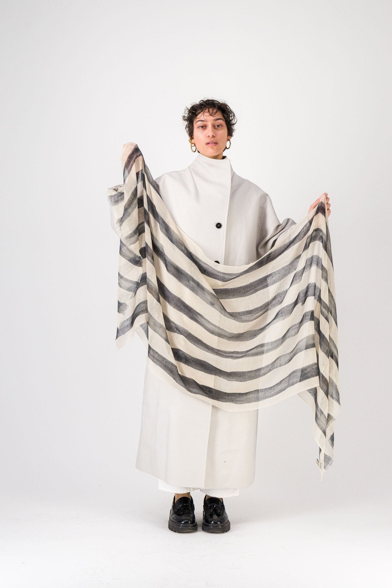 Marin Cashmere Stole in Black StripesScarves