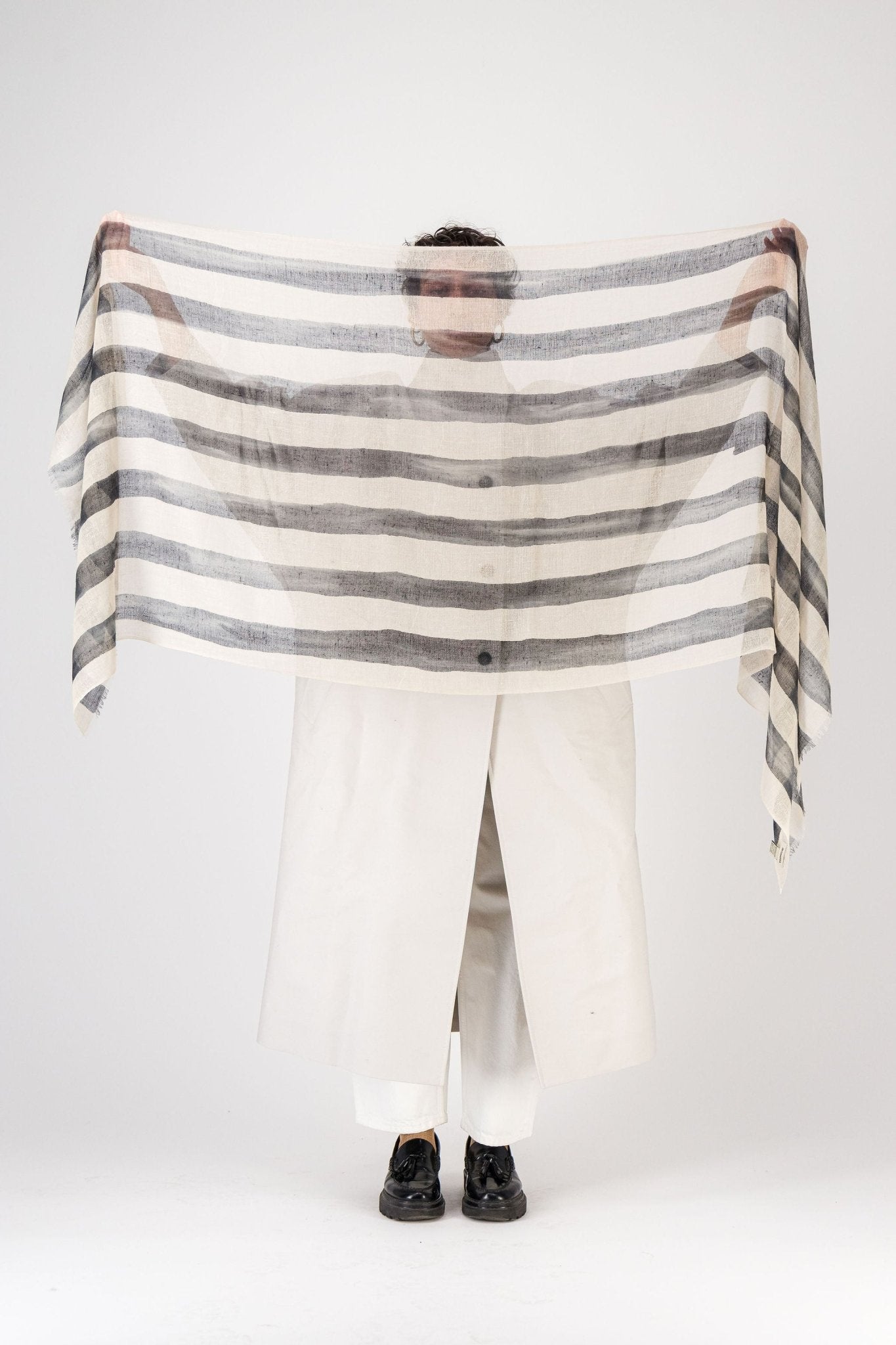 Marin Cashmere Stole in Black StripesScarves