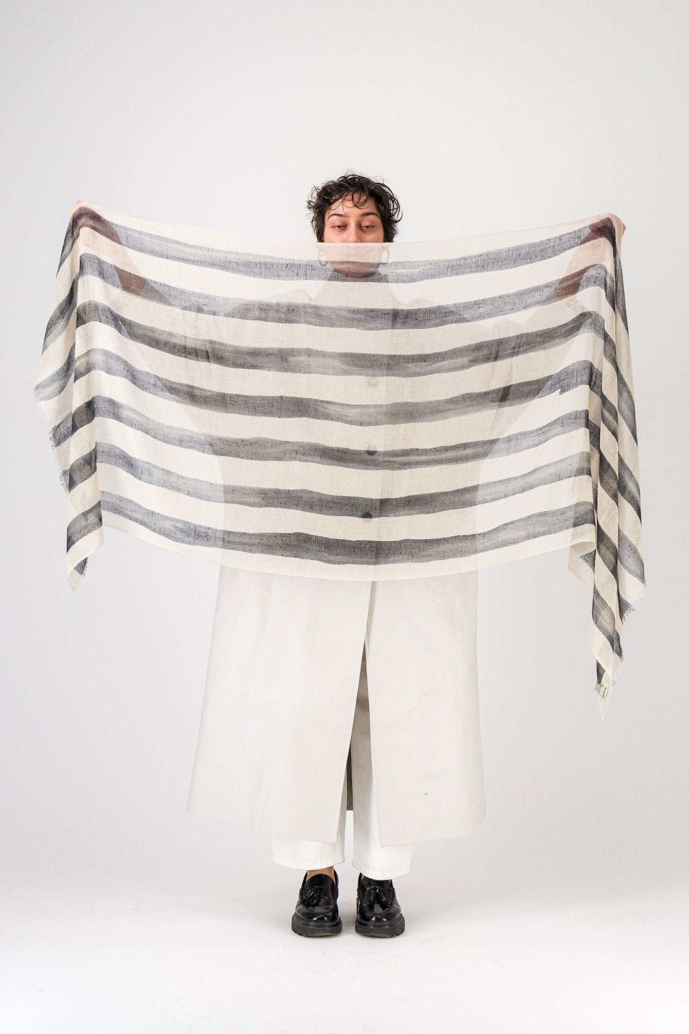 Marin Cashmere Stole in Black StripesScarves