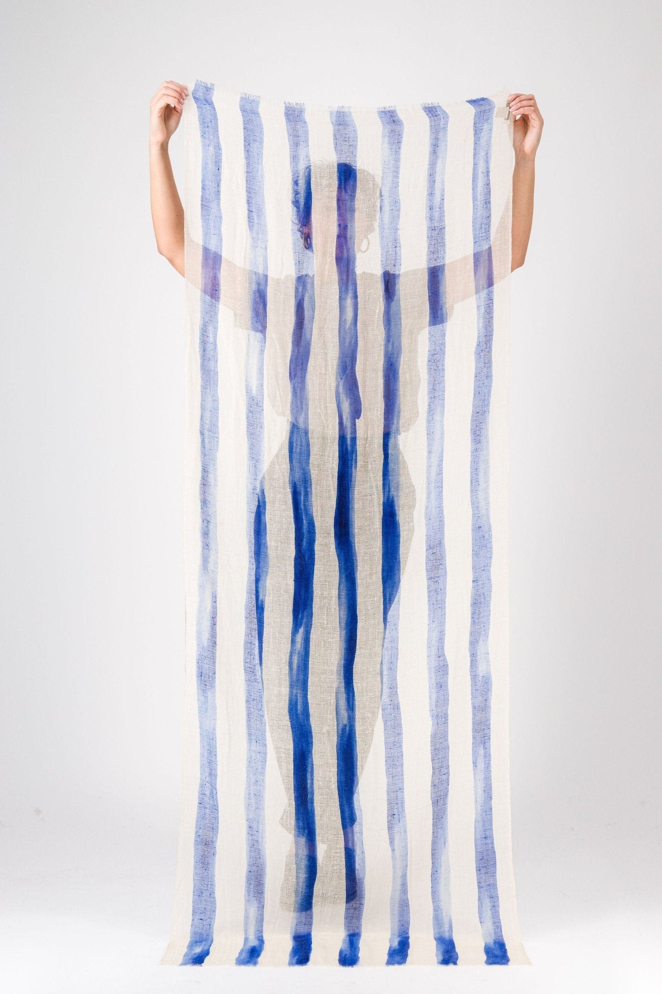 Marin Cashmere Stole in Blue StripesScarves