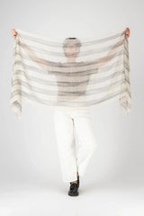 Marin Cashmere Stole in Light Gray StripesScarves